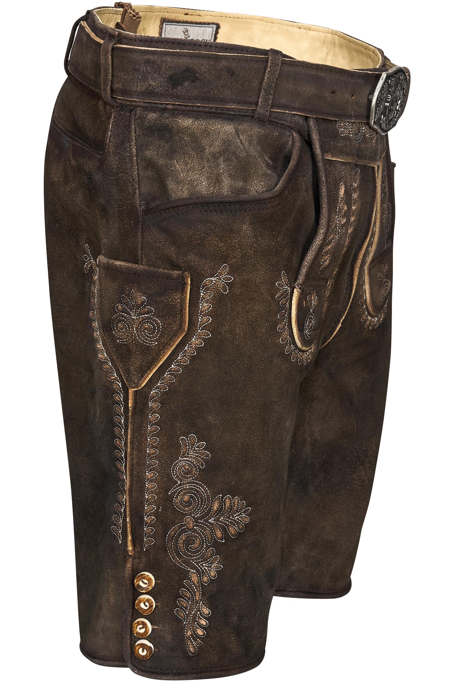 Gamsbock Lederhose Weimar in Dunkelbraun